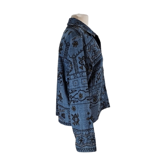 Chico's Southwestern Style Beaded & Embroidered Denim Jacket - Picture 5 of 8